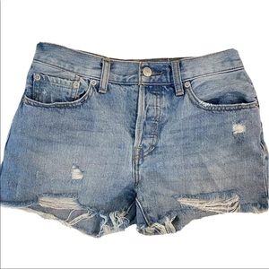 Free People We The Free Raw Hem Distressed Button Front Shorts Size 25